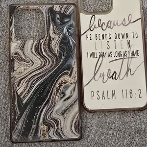 2 Apple iPhone Cases, Marble Pattern And Scriptue - Cream, Black and Gold